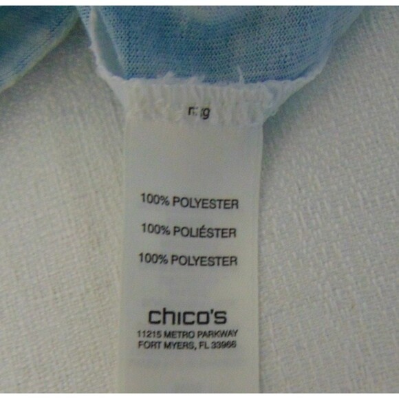Chicos Size 2 Blue Floral Striped Top Womens Summer Large 12 Casual Resort - Picture 7 of 11